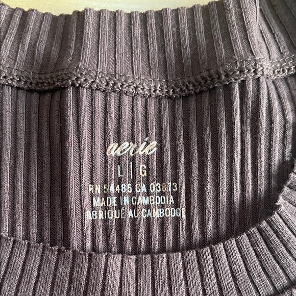 Aerie Black Ribbed Cropped Tank Top - Picture 2 of 2